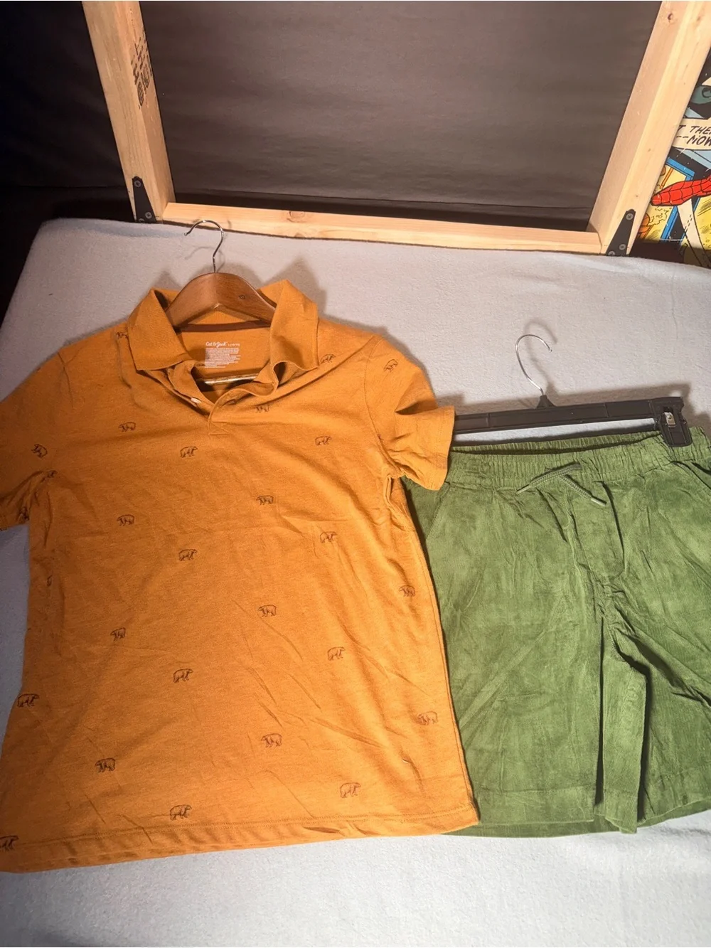 Cat & Jack Orange Polo and Green Shorts Matching Set